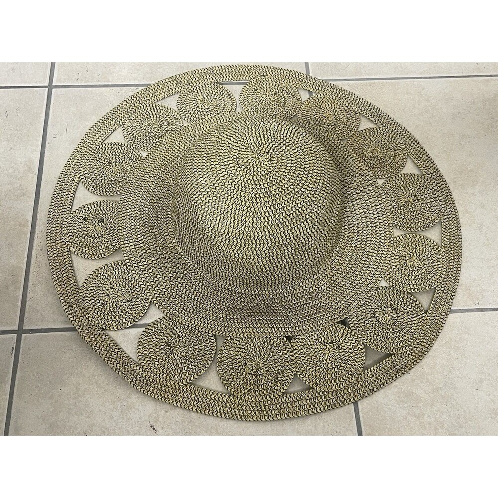 Amiani Wide Brim Straw Hat Sun Beach Turquoise One Size Women’s